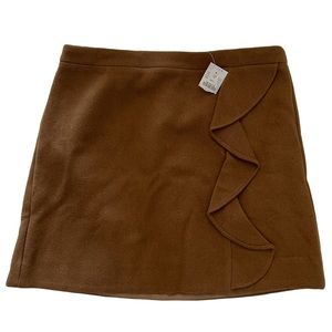 NWT Size 10 J. Crew Factory Wool Camel Mini Skirt with Ruffle Detail